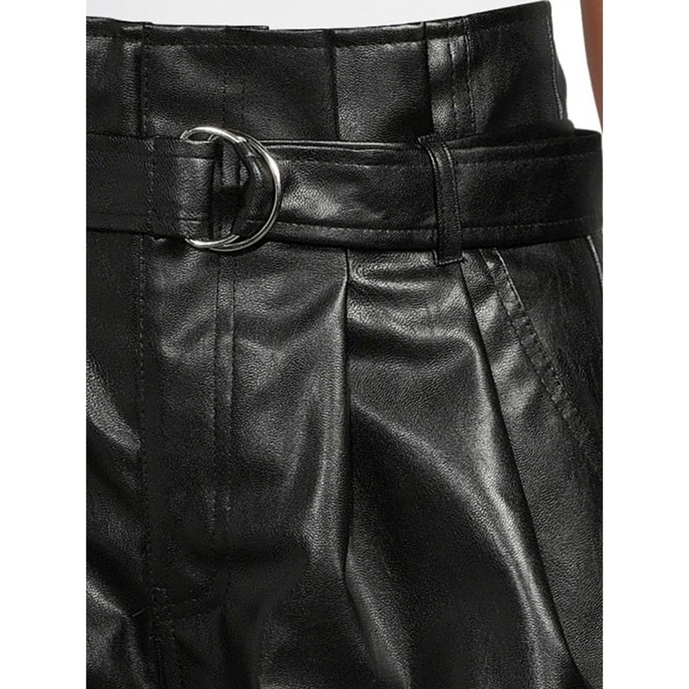 Womens 1X (17) Vegan Leather PAPERBAG Short Madden NYC Belted Black Zip NWT - Picture 3 of 9